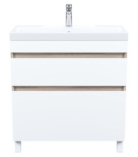 Напольная тумба с раковиной IDDIS Zodiac ZOD8ABFi95K с ящиками 80см белый/под дерево